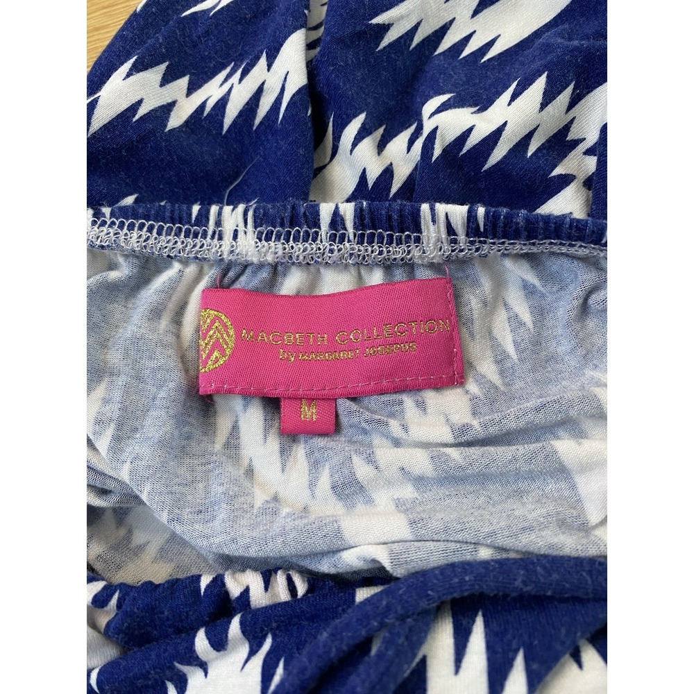Macbeth Collection Maxi Dress M Blue White Ikat Sleeveless‎ Boho Summer - Picture 7 of 9